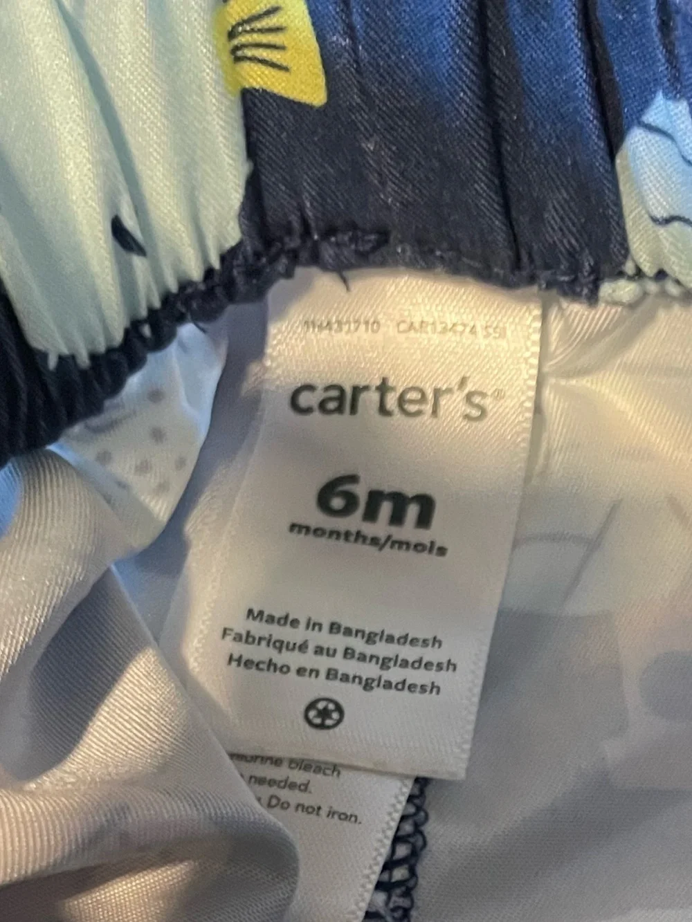 Carter’s Baby Boys Ocean Sea Life Swim Trunks 6M Navy Fish Boat Print